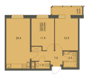 Двухкомнатная квартира в новостройке: 3 планировки для семьи из 4–5 человек